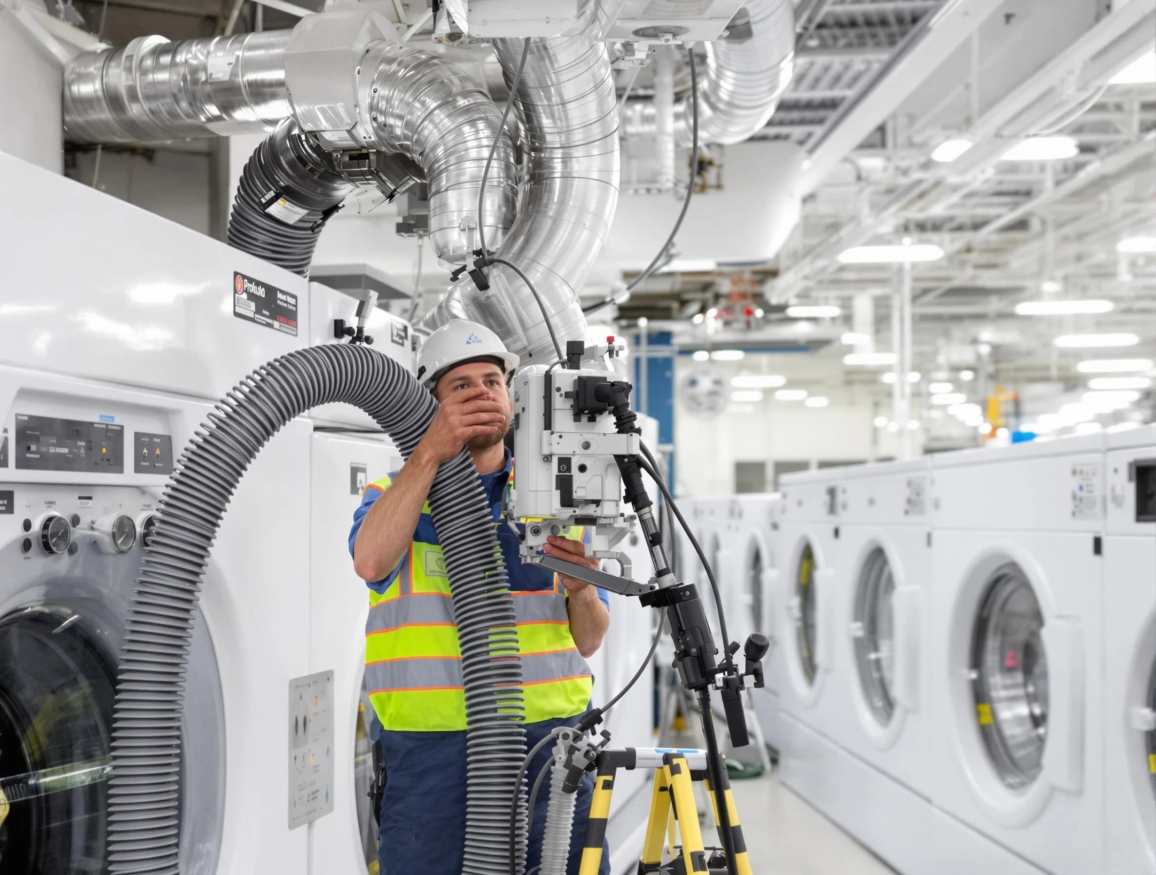 Millcreek Dryer Vent Cleaning team performing commercial-grade dryer vent cleaning at a business facility in Millcreek