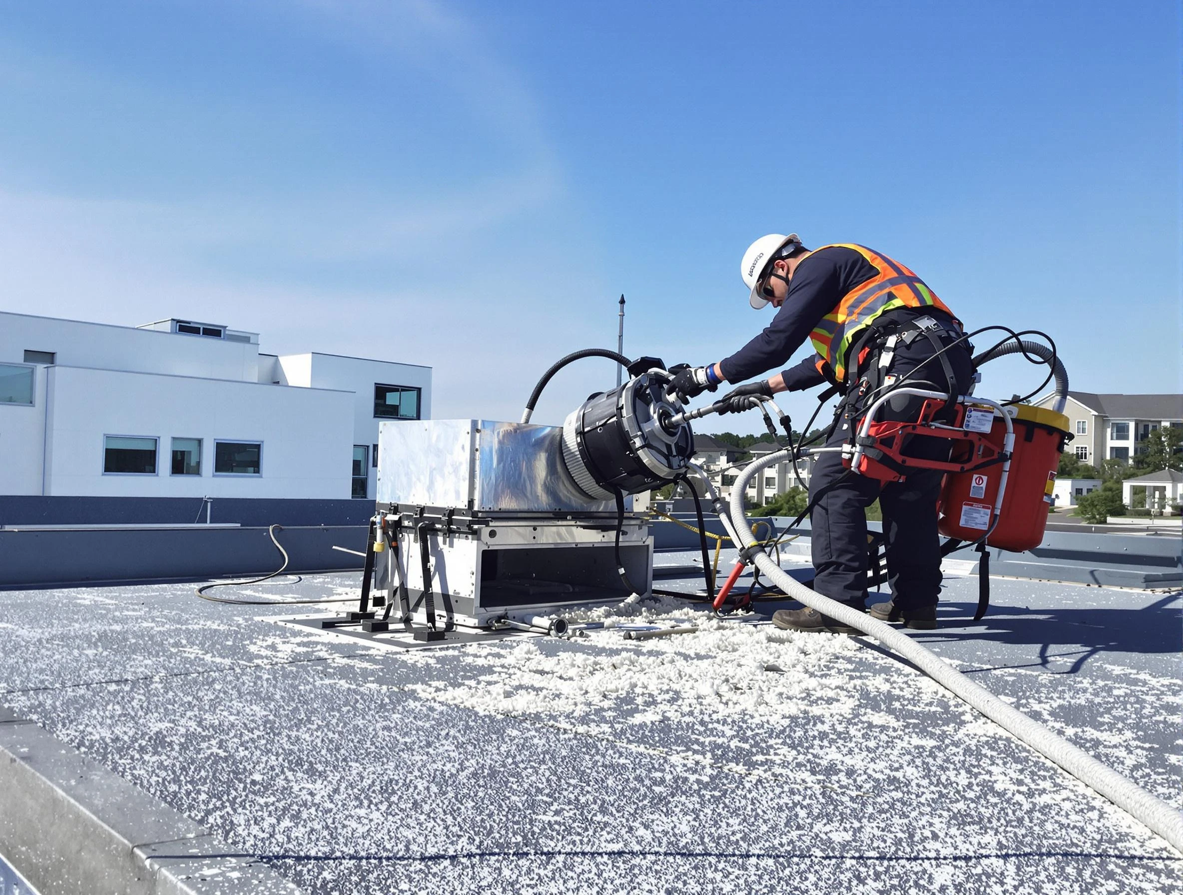 Cleaning Dryer Vent On Roof in Millcreek